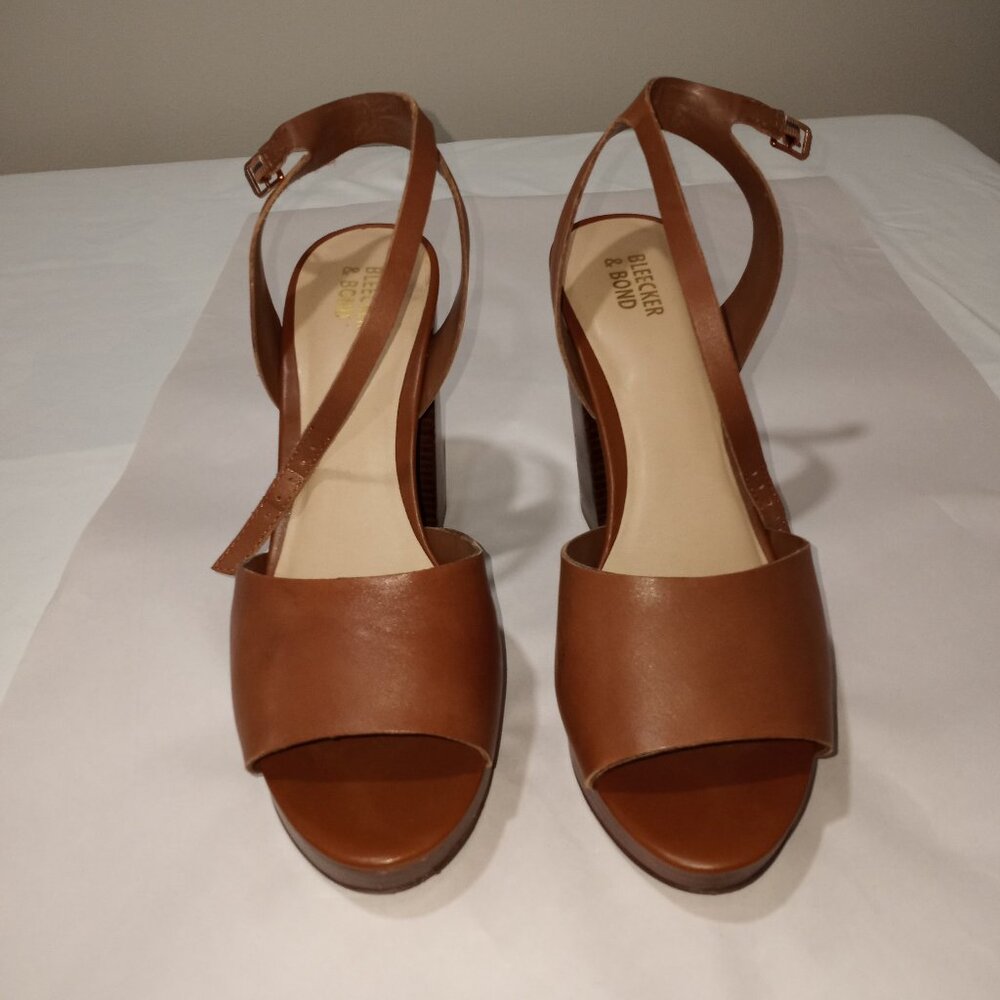 BLEEKER & BOND PLATFORM SANDALS BROWN WOMEN SIZE 10 LEATHER